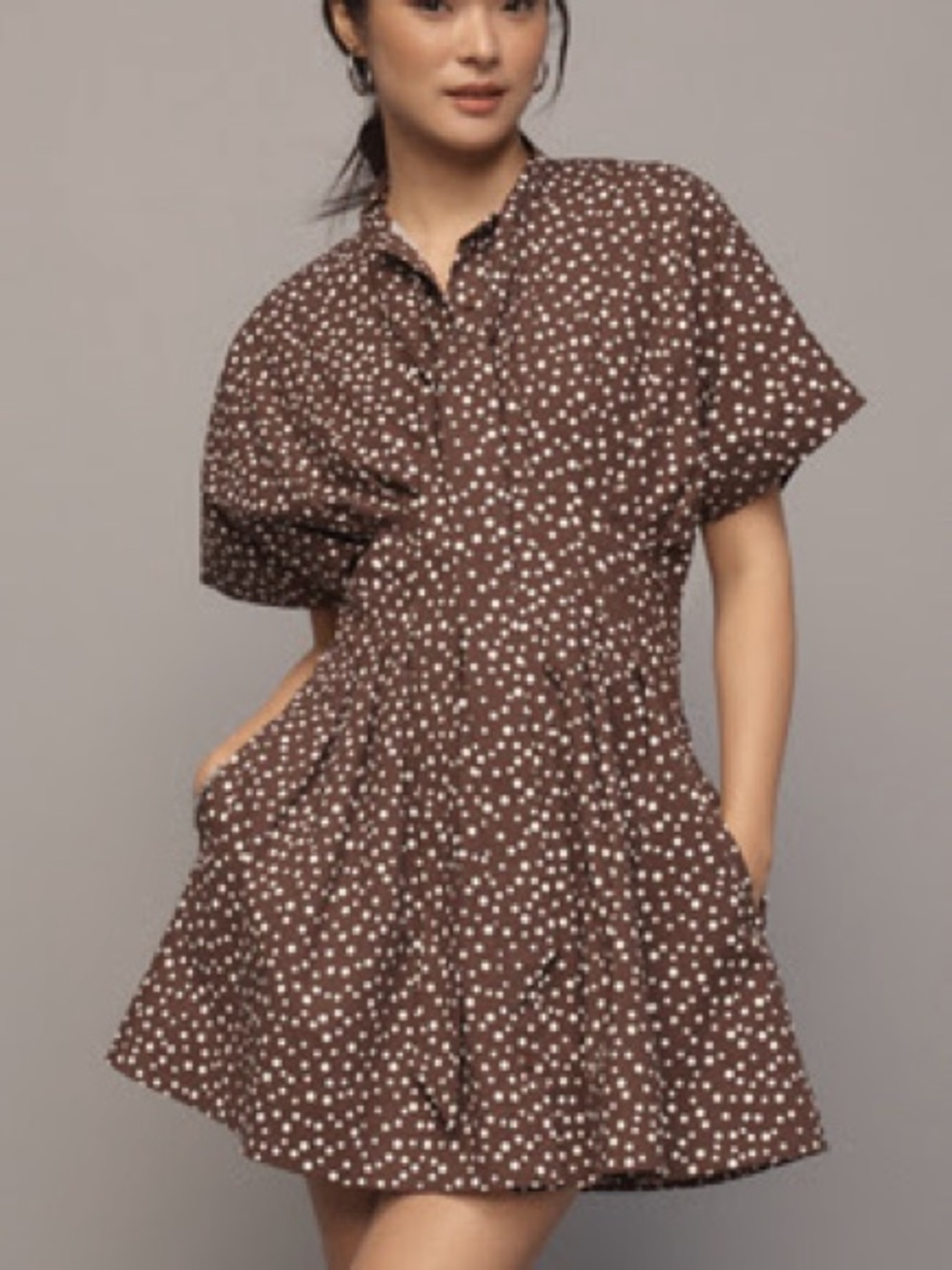 Tobie Mini Shirt Dress - Tie Neck